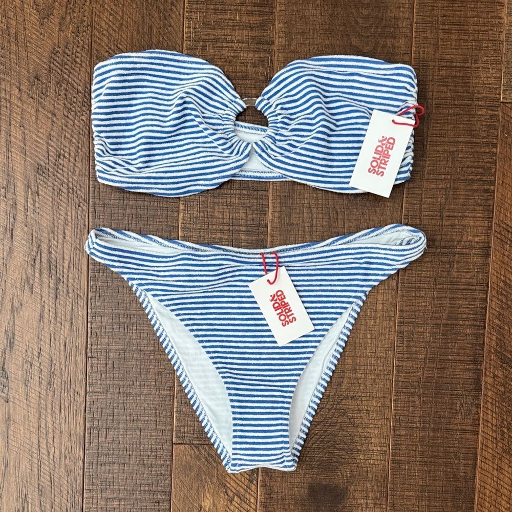 NWT Solid & Striped The Tati Top With Bottoms in Striped Terry Cloth XL